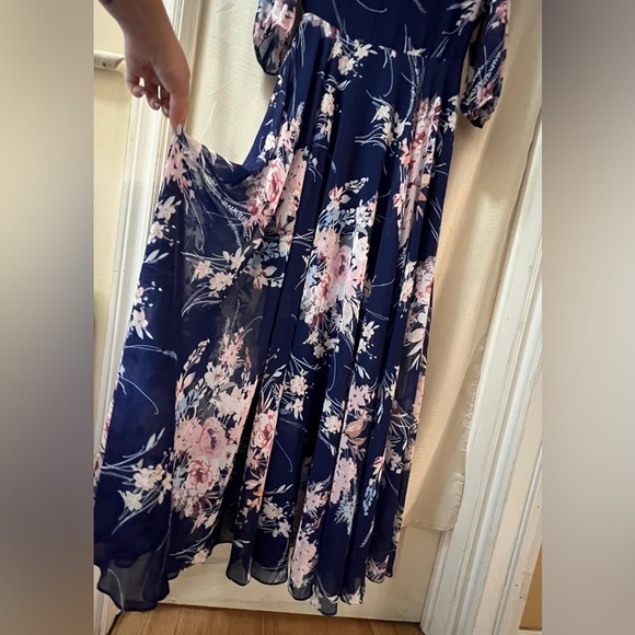 Yumi Kim Anthropology Blue and Pink Maxi Gown Bishop Sleeves Size Medium NWT - Picture 6 of 12